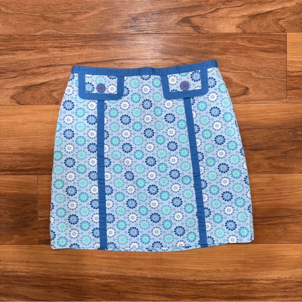Willi Smith blue floral mini skirt with pockets and button details